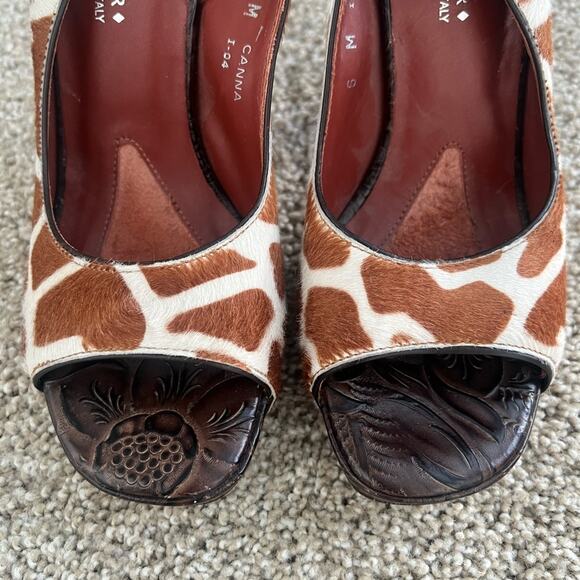 Donald J. Pliner Vintage Y2K Giraffe Print Calf Hair Platform Heels Size 6 - Picture 4 of 12